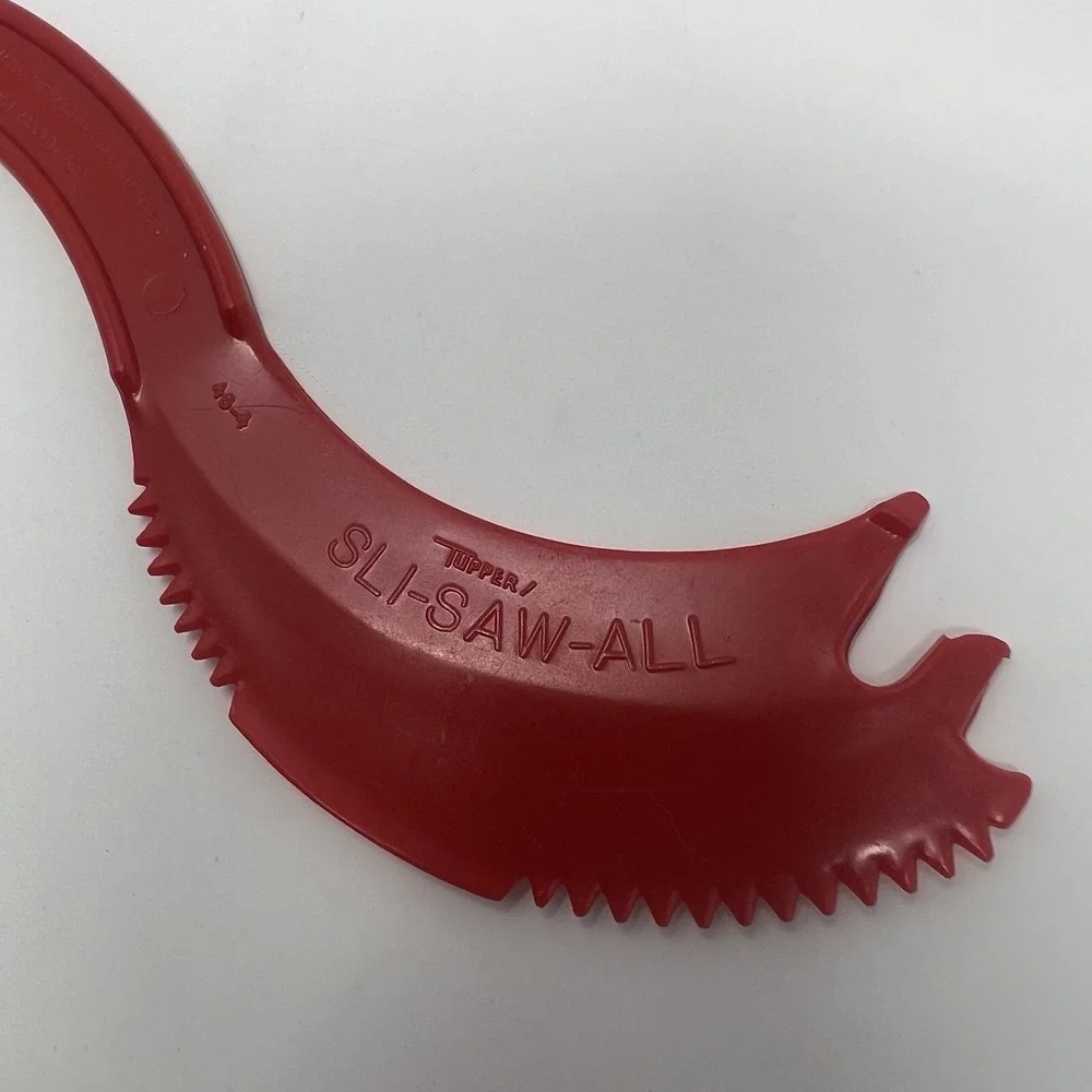 Tupperware Sli Saw All Red Plastic Knife Slicer Cheese Veggie Olive Fork 46-4